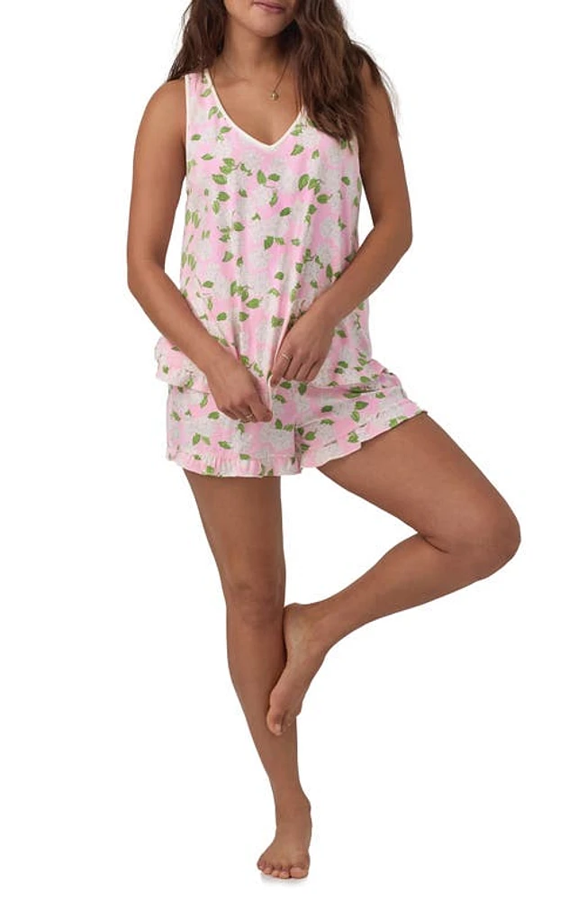 BedHead Pajamas Print Stretch Organic Cotton Jersey Tank Short Pink Summer Hydrangea at Nordstrom,