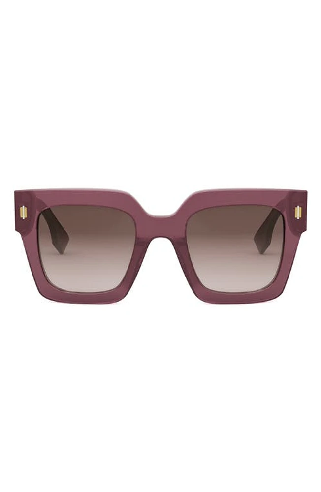 'Fendi Roma 50mm Square Sunglasses in Shiny Violet /Gradient Brown at Nordstrom