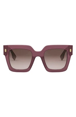 'Fendi Roma 50mm Square Sunglasses in Shiny Violet /Gradient Brown at Nordstrom