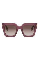 'Fendi Roma 50mm Square Sunglasses in Shiny Violet /Gradient Brown at Nordstrom