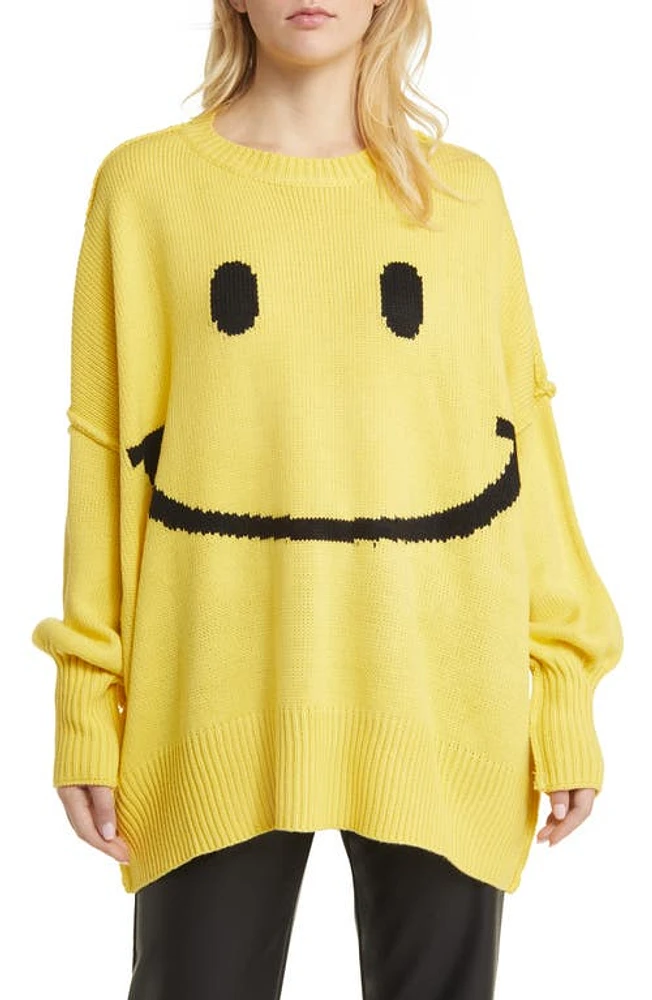 Dressed Lala Smile Oversize Sweater Yellow at Nordstrom,