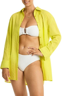 Sea Level Heatwave Cover-Up Shirtdress Citron at Nordstrom,