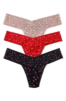 Hanky Panky 3-Pack X-Dye Animal Print Low Rise Thongs in Red/Black/Cream at Nordstrom