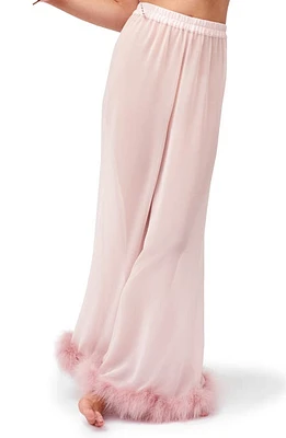 Sleeper Fluffy You Sheer Pajama Pants with Detachable Turkey Feather Trim Pink at Nordstrom,