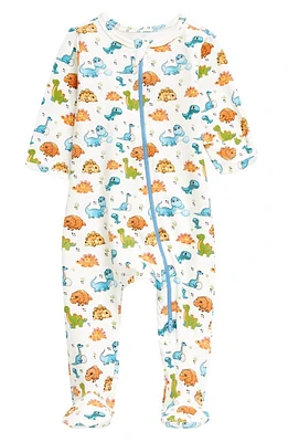 Norani Baby Dinos Stretch Organic Cotton Footie Orange/Blue at Nordstrom,