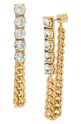 AllSaints Crystal Draped Front/Back Earrings in Crystal/Gold at Nordstrom