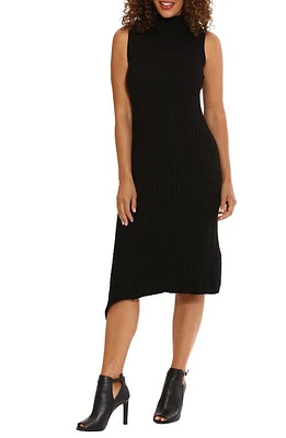 Maggy London Mock Neck Asymmetric Hem Sweater Dress Black at Nordstrom,