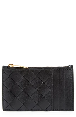 Bottega Veneta Intrecciato Leather Card Case in Black-Gold at Nordstrom