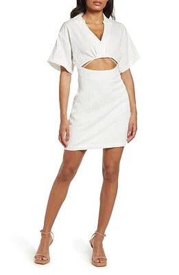 VERO MODA Front Cut Away T-Shirt Minidress in Snow White at Nordstrom, Size Small