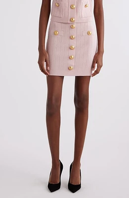 Balmain Button Detail Rib Sweater Skirt Light Pink at Nordstrom, Us