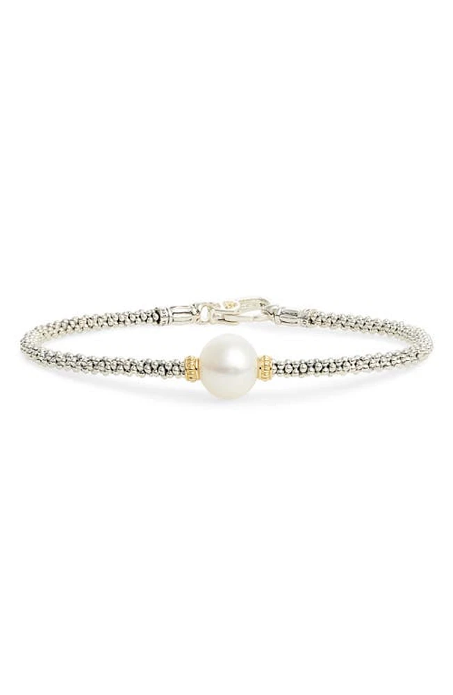 LAGOS Luna Pearl Single Station Bracelet in Silver at Nordstrom, Size Medium