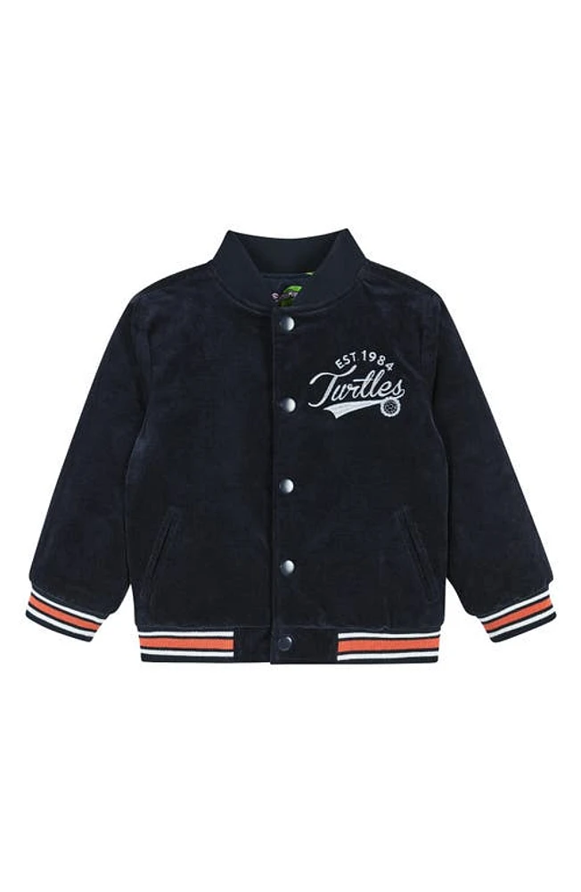 Andy & Evan x Teenage Mutant Ninja Turtles Kids' Reversible Varsity Jacket Navy Cord at Nordstrom,