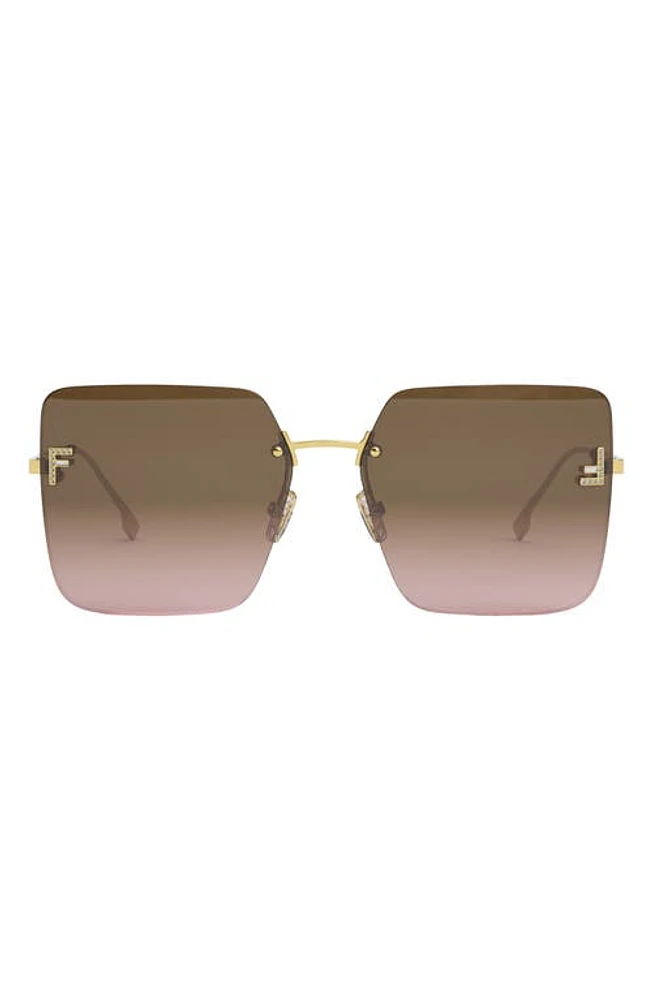 Fendi First 59mm Geometric Sunglasses in Shiny Endura Gold Metal at Nordstrom