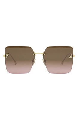 Fendi First 59mm Geometric Sunglasses in Shiny Endura Gold Metal at Nordstrom