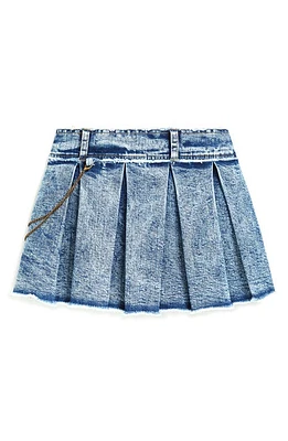 Tractr Kids' Pleated Chain Detail Denim Skort Indigo at Nordstrom,