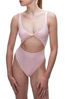 Good American Twisted Cutout One-Piece Swimsuit in Bubble Pink003 at Nordstrom