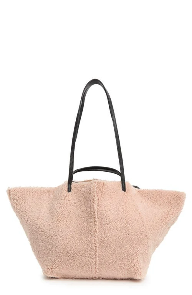 AllSaints Hannah Genuine Shearling Tote in Alabaster Pink at Nordstrom