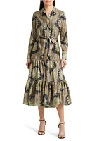 KOBI HALPERIN Print Long Sleeve Maxi Shirtdress in Natural Multi at Nordstrom, Size Xx-Large