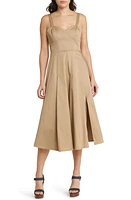 Du Paradis Sleeveless Stretch Poplin Midi Dress Khaki at Nordstrom,