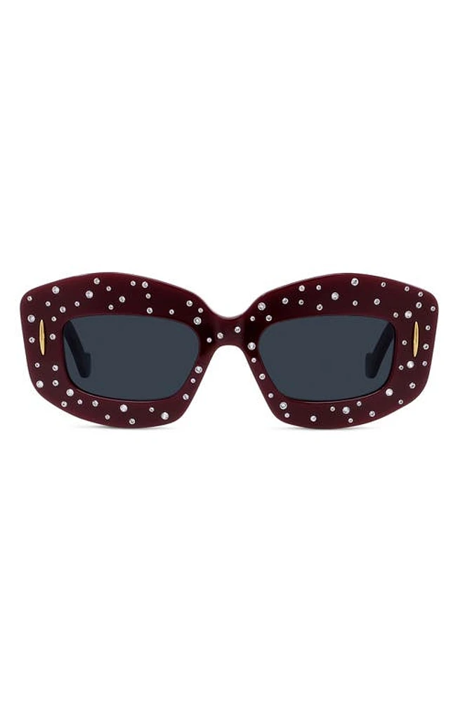 Loewe Starry Night Anagram 49mm Small Rectangular Sunglasses in Shiny Opaline Rust Strass at Nordstrom