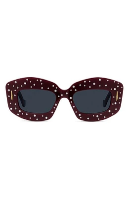 Loewe Starry Night Anagram 49mm Small Rectangular Sunglasses in Shiny Opaline Rust Strass at Nordstrom