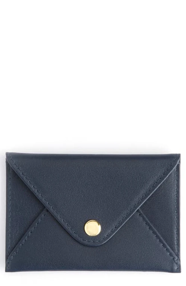 ROYCE New York Leather Envelope Card Holder in Navy Blue at Nordstrom