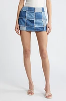 FRAME The '70s Patchwork Denim Miniskirt Road Trip at