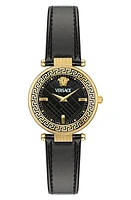 Versace Reve Leather Strap Watch, 35mm in Ip Yellow Gold at Nordstrom