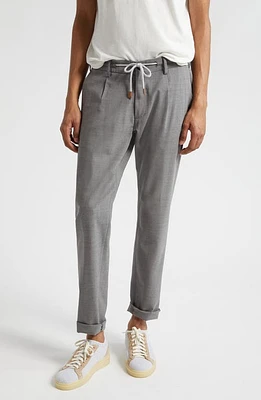 Eleventy Drawstring Waist Stretch Virgin Wool Pants Grey at Nordstrom,