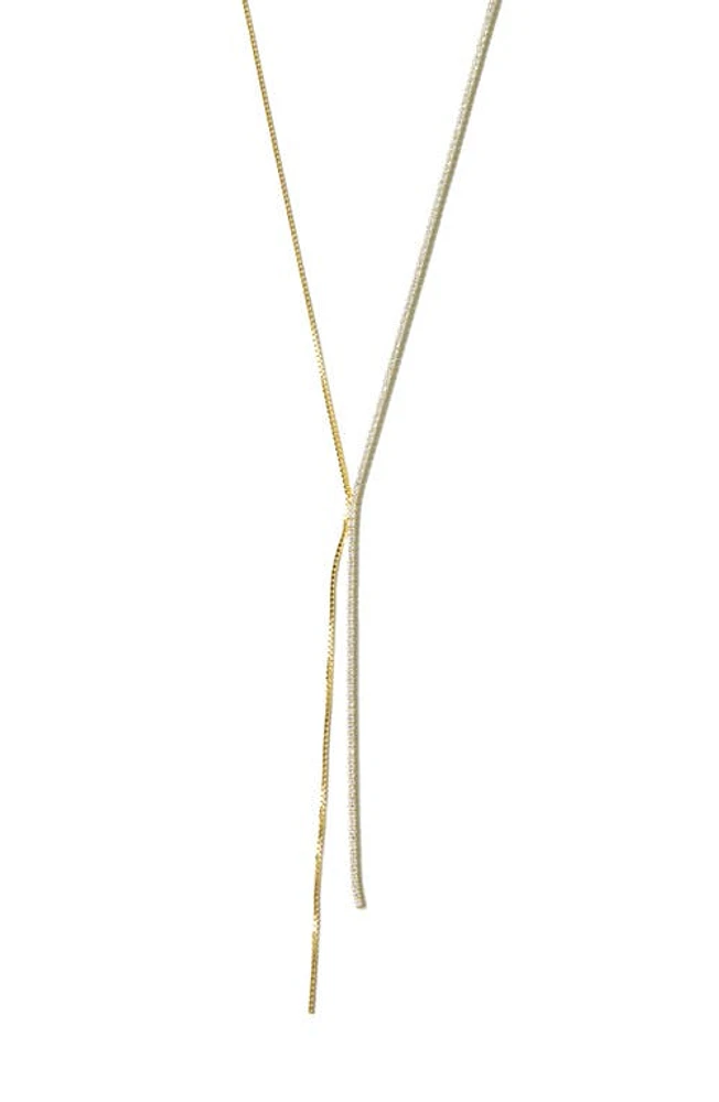 Argento Vivo Sterling Silver Cubic Zirconia Double Y Necklace in Gold at Nordstrom