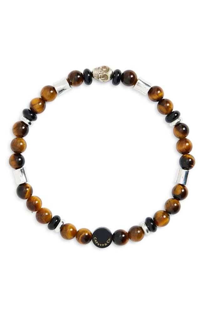 Caputo & Co. Men's Tiger's Eye Stretch Bracelet in Yellow Tiger Eye at Nordstrom