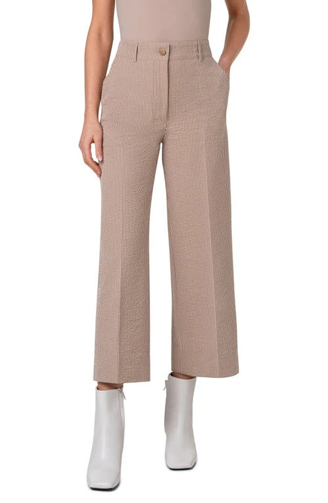 Akris punto Chiara Wide Leg Crop Seersucker Pant Toffee-Cream at Nordstrom,