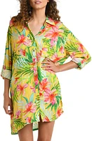 La Blanca Calypso Button-Up Cover-Up Shirt Yellow Multi at Nordstrom,