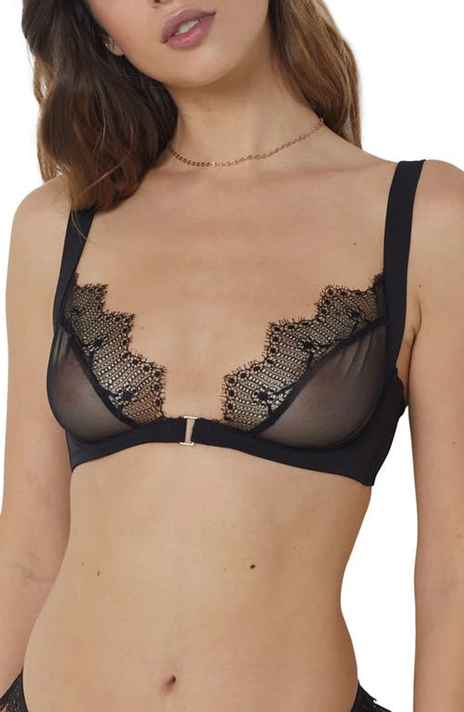 Etam Narcisse Unlined Underwire Plunge Bra Black at Nordstrom,