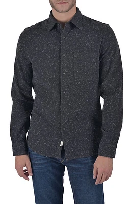 HIROSHI KATO The Ripper Speckle Flannel Button-Up Shirt Black at Nordstrom,