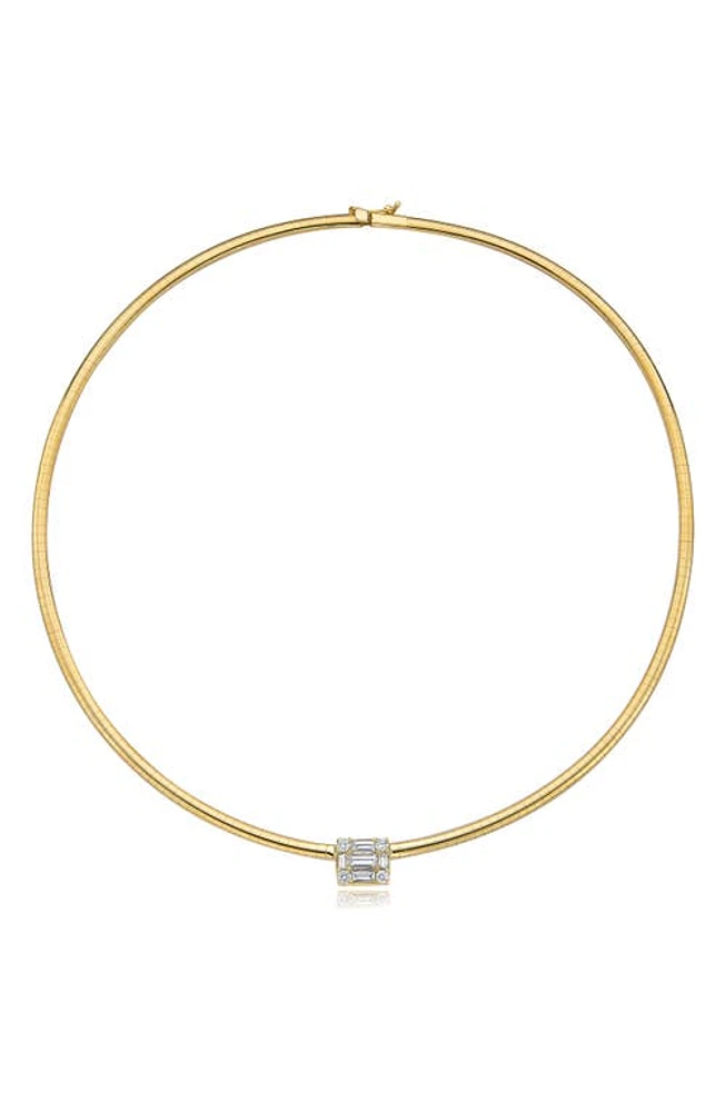 Mindi Mond Clarity Omega Cube Diamond Pendant Choker Necklace in 18K Yellow Gold at Nordstrom, Size 16