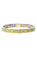 Tory Burch Kira Enamel Cuff Bracelet in Tory Silver/freesia/foliage at Nordstrom, Size Medium