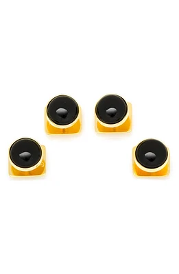 Cufflinks, Inc. Onyx Shirt Studs in Metallic Gold at Nordstrom