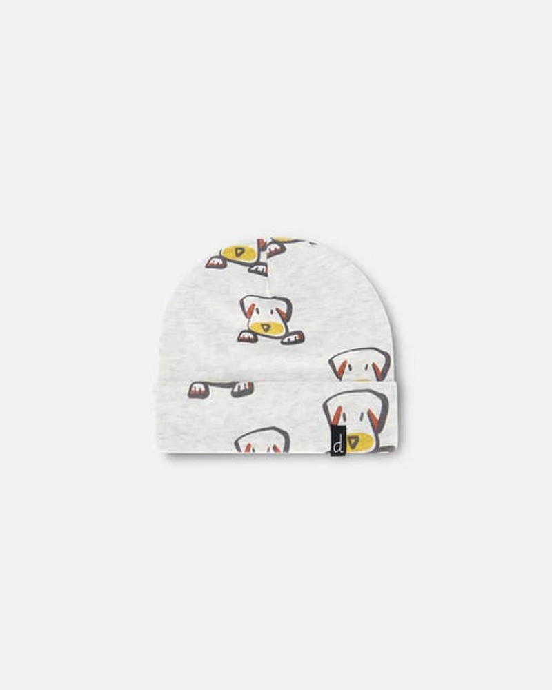 Deux Par Deux Baby Boy's Organic Cotton Hat Heather Beige With Printed Dog in Heather Beige Printed Dog at Nordstrom, Size 3-6M