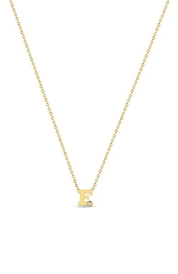 Zoë Chicco Diamond Initial Pendant Necklace in Yellow Gold-F at Nordstrom, Size 16