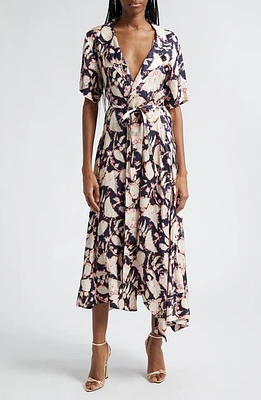 A. L.C. Emery Floral Print Tie Waist Dress Maritime Navy Multi at Nordstrom,