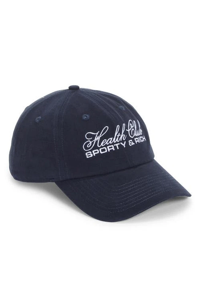 Sporty & Rich Embroidered Logo Baseball Cap in Navy at Nordstrom