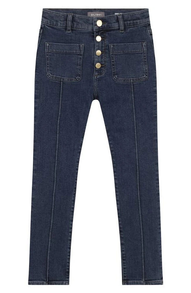 DL1961 Kids' Emie Exposed Button Straight Leg Jeans Seacliff (Performance) at Nordstrom,