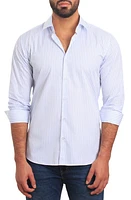 Jared Lang Trim Fit Stripe Cotton Button-Up Shirt in White/Blue Stripes at Nordstrom, Size Small