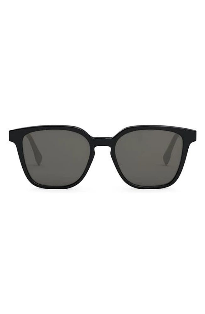 'Fendi Diagonal 53mm Geometric Sunglasses in Shiny Black /Smoke at Nordstrom