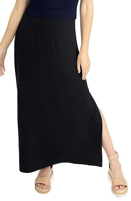 Angel Maternity Side Slit Midi Skirt Black at Nordstrom,