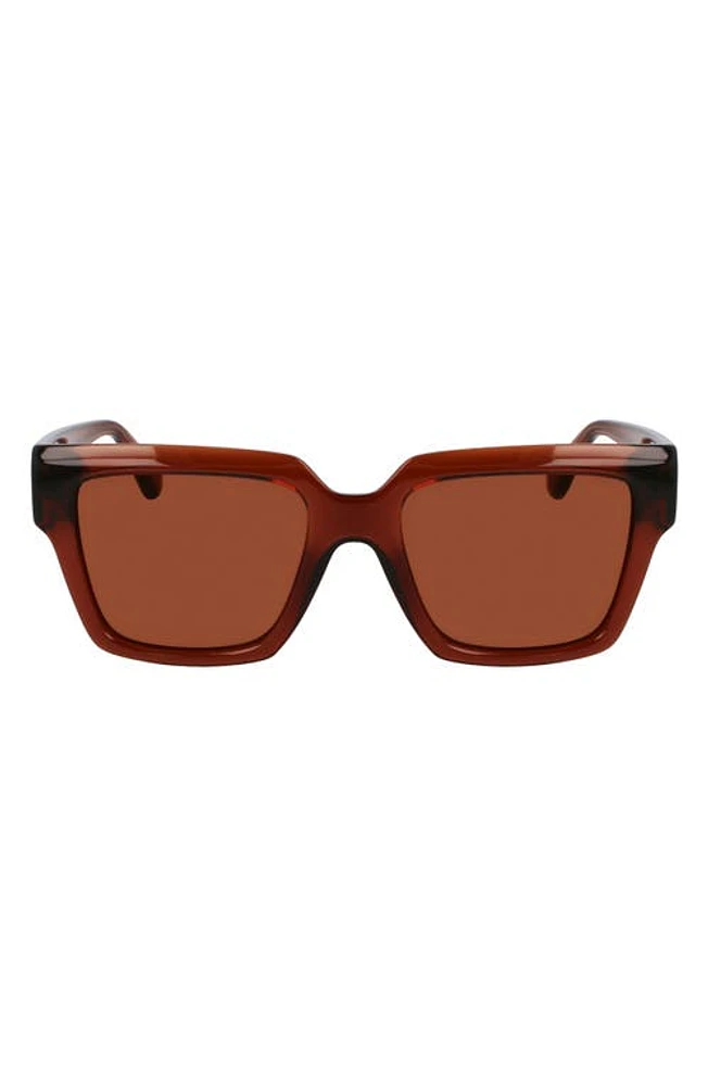 FERRAGAMO Gancini 54mm Rectangular Sunglasses in Transparent Brown at Nordstrom