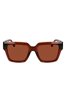 FERRAGAMO Gancini 54mm Rectangular Sunglasses in Transparent Brown at Nordstrom