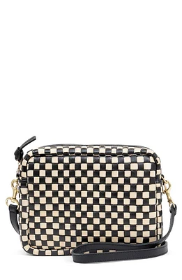 Clare V. Midi Sac Woven Leather Crossbody Bag in Black And Cream Checker at Nordstrom