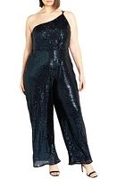 City Chic Savanna Sequin One-Shoulder Jumpsuit at